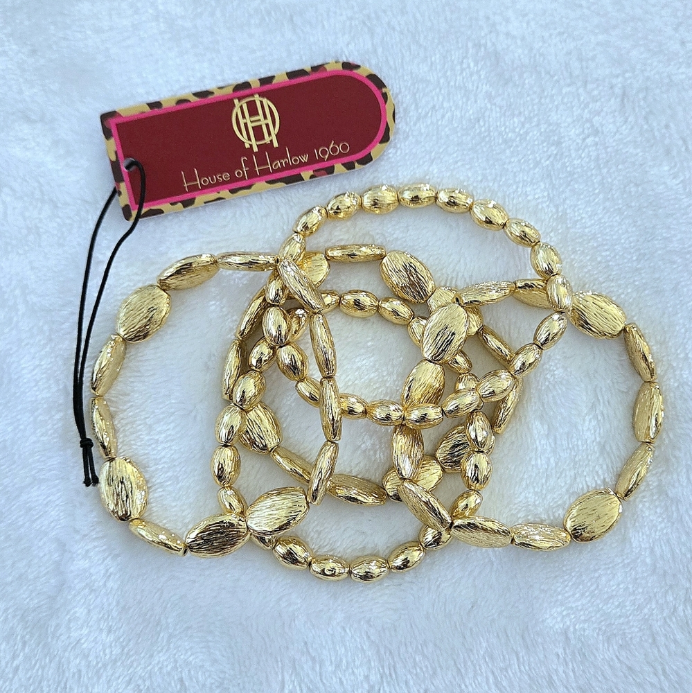House🏠 of Harlow 1960 Set of Five🖐 Stretchy Gold💛 Bead Bracelets - NWT - Picture 16 of 16